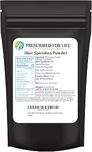 Prescritto per la polvere di Spirulina blu di vita, Superfood vegano puro, senza glutine, naturale, non OGM, polvere di alghe blu (Phycocyanin), imballato con proteine, vitamine e antiossidanti (56g)