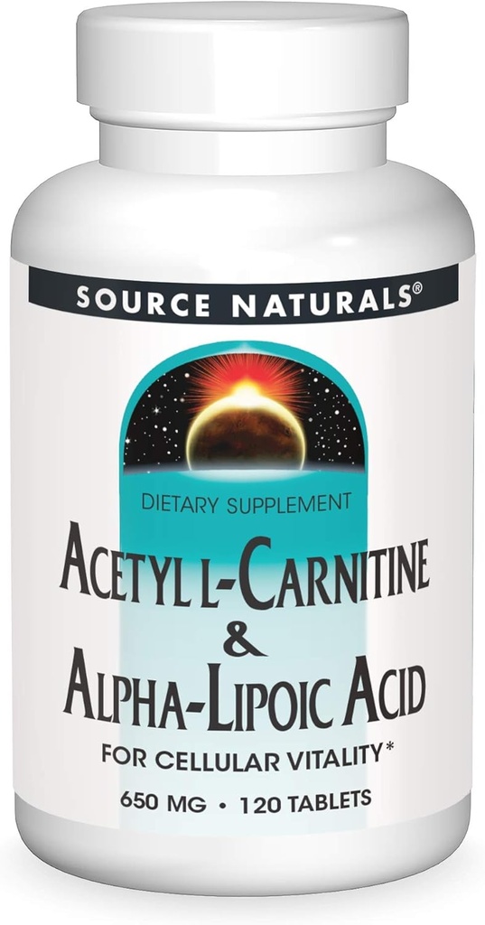 Source Naturals Acetyl L-Carnitine & Alpha-Lipoic Acid 650mg- 120 Tablets