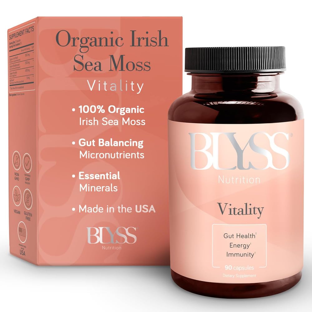 Estratto di Moss di mare irlandese organico con radice di Burdock, Bladderwrack e Bioperine pepe nero - per sostenere l'energia, la salute del fegato, tiroide e antiinvecchiamento - Vegan - 90 ct