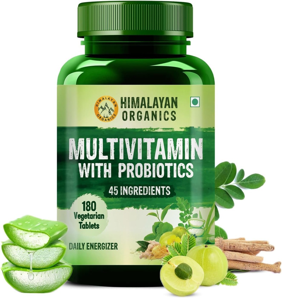 Generic Multivitamin with Probiotics - 45 Ingredients Supplement for Men and Women | Vitamin C, D, E, B3, B5, B12, Zinc, Magnesium, Giloy & Biotin | Good for Bone & Joint Support -180 Veg Tablets
