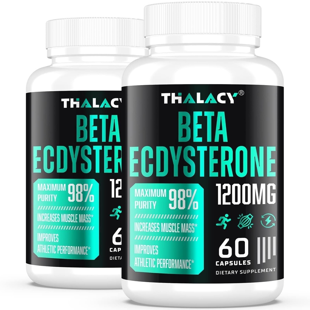 1200MG Beta Ecdysterone Supplement, 98% Maximum Purity Ecdysterone Supplements for Lean Muscle Mass, Athletic Performance & Strength, 120 Capsules