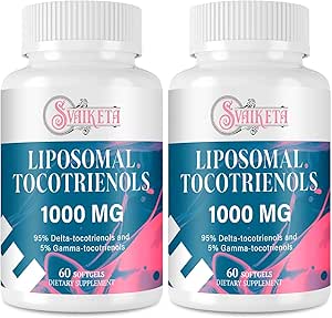 Supplemento 1000mg, Vitamina E, Formula avanzata con 95% Delta-Tocotrienols & 5% Gamma-Tocotrienols - 60 Softgels (2 bottiglie)