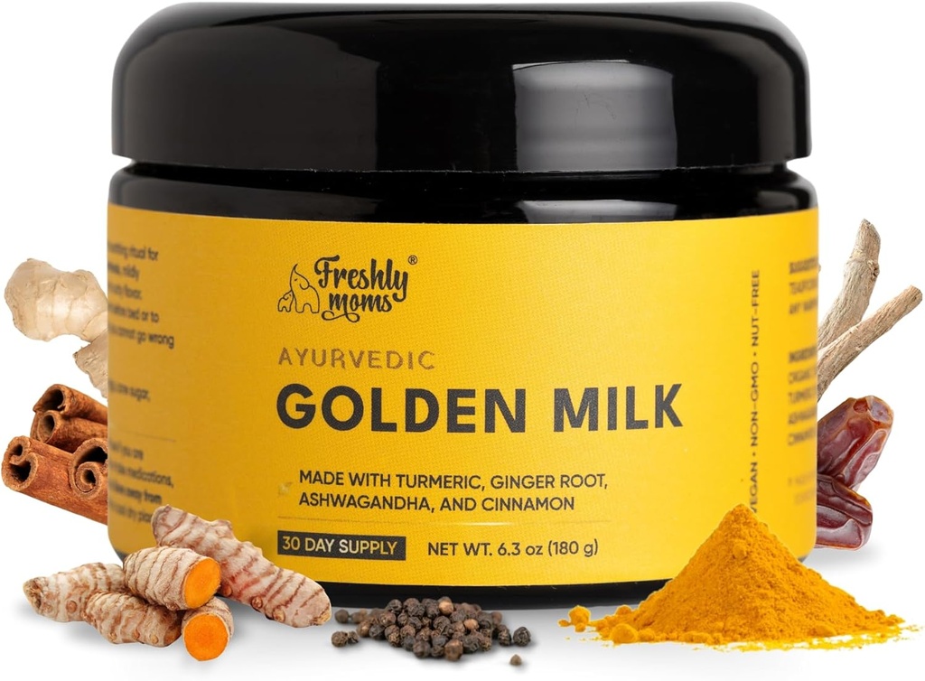 Latte d'oro Ayurvedic | Polvere di supplemento Superfood | Supporto per l'immunità naturale | Promuove il sonno riposante | Organic Ashwagandha, Turmeric, Ginger & More | 30 Serve - OSH Wellness