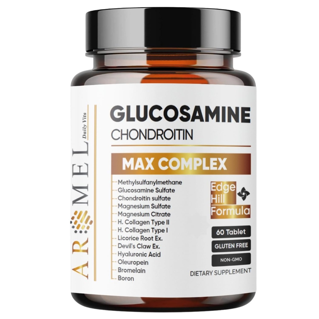 aromel Glucosamine Chondroitin | Turmeric | Msm | Joint Support | Supplement for Relief | 60 Tablets | for | Bones | Back | Knees | Hands