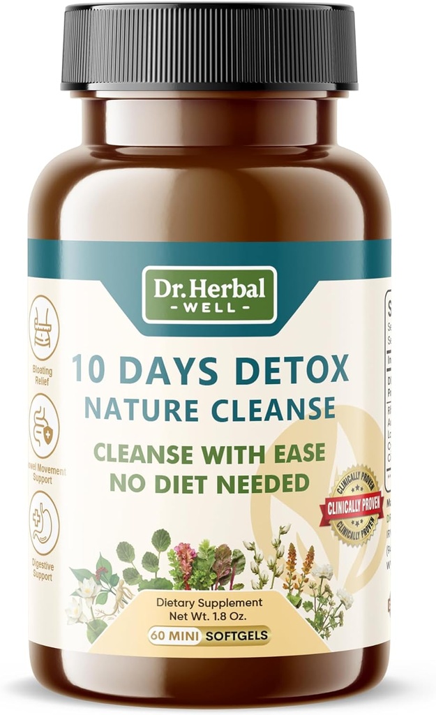 10 giorni Detox Cleanse naturale con Ease nessuna dieta necessaria (60 Mini Softgels)
