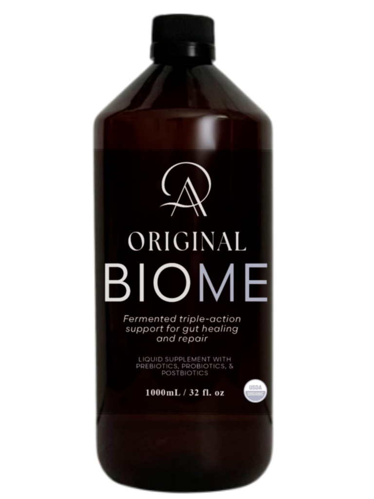Original Biome Liquid Probiotic Supplement | Certified Organic Tri-Biotic with Prebiotics, Probiotics & Postbiotics | 10 Probiotic Strains + 10 Fermented Herbs | Slow Fermented | 32 fl oz
