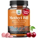 Kaubares Vitamin B12 1000 mcg - Methyliertes B12 Vegan Vitamin für Gehirnunterstützung Natürliche Energie - Knochen Gesundheit Augenpflege und Stimmung Boost mit Haar Haut und Nägel Halal Vitamine