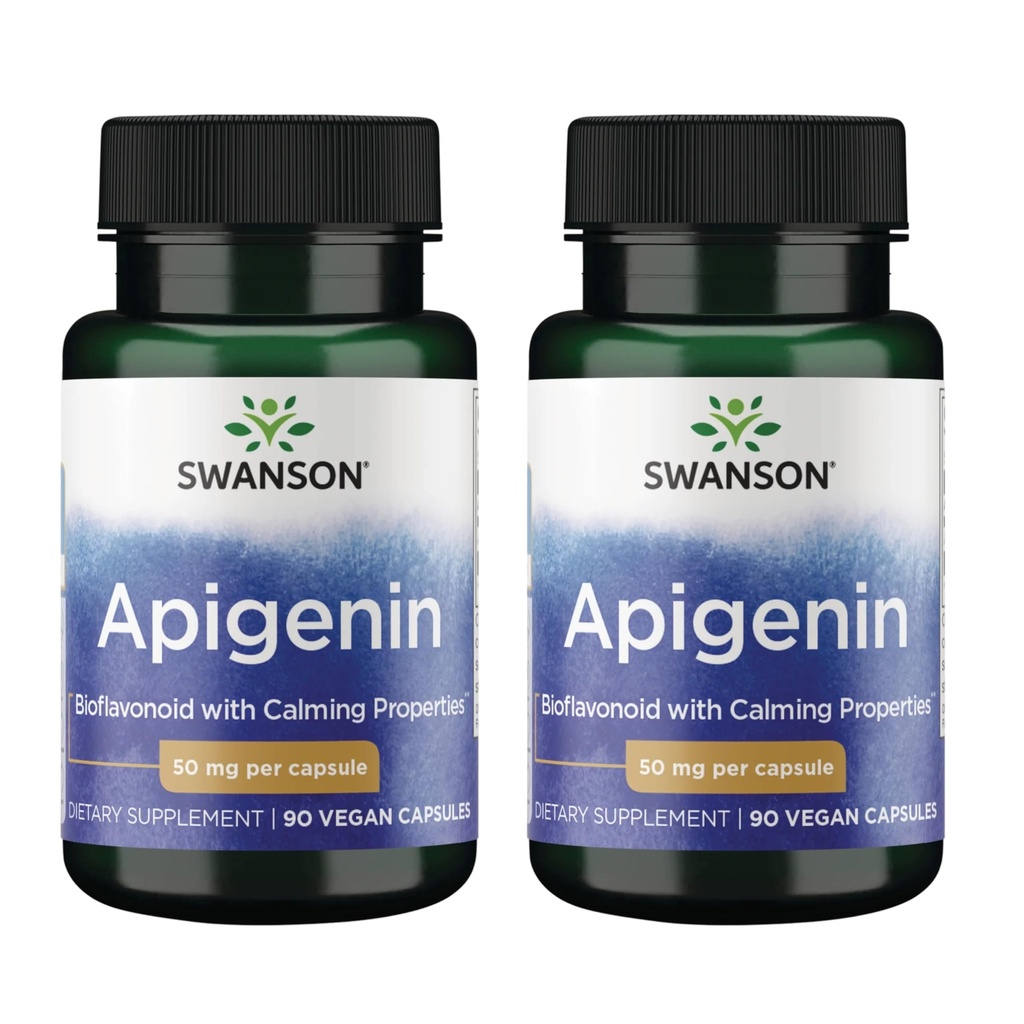 Swanson Apigenin-Bioflavonoide Integratore Naturale Prostate Support-Metabolismo & Nerve Health Support-Can Support Sleep & Relaxation 90 Caps, 50mg Ogni 2 Pack