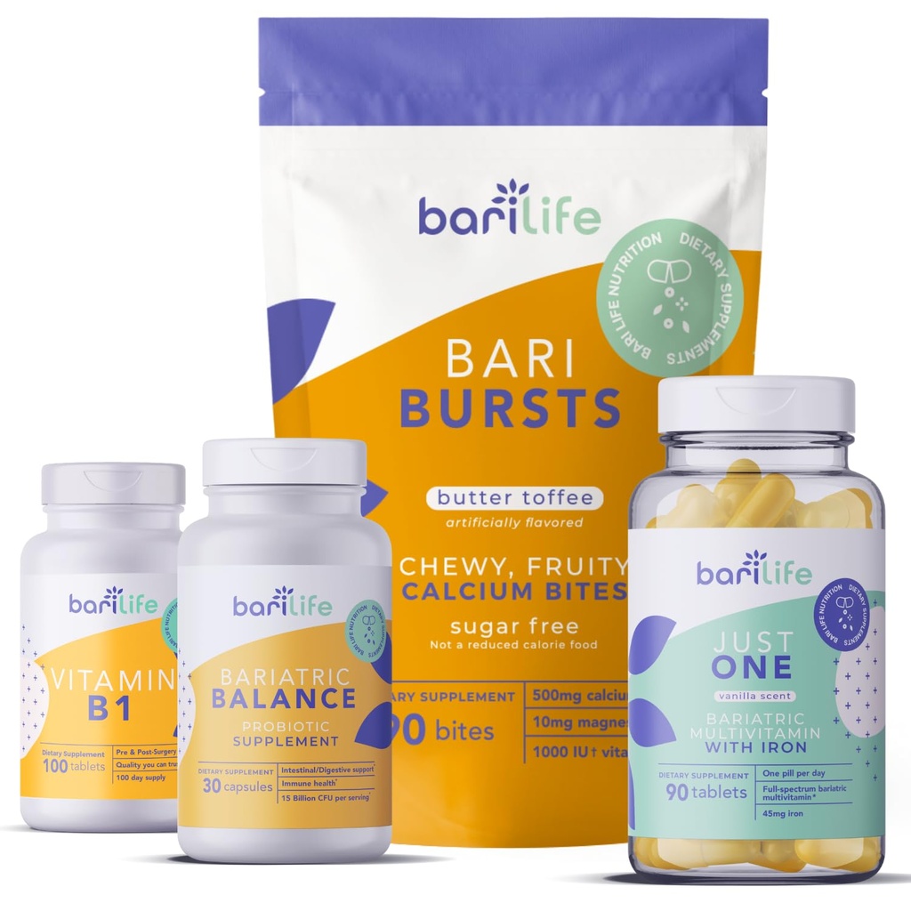 Bari Life Post-Op, Gastric Sleeve, Gastric Bypass Vitamin and Supplement Starter Kit (Butter Toffee)