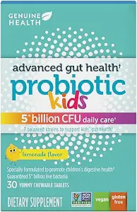 Genuine Health Kid's Daily Probiotic, Hilft, Verdauungs- und Immunreaktion zu fördern, Multi-Strain-Formel, Lemonade Flavor, 30 Kautabletten