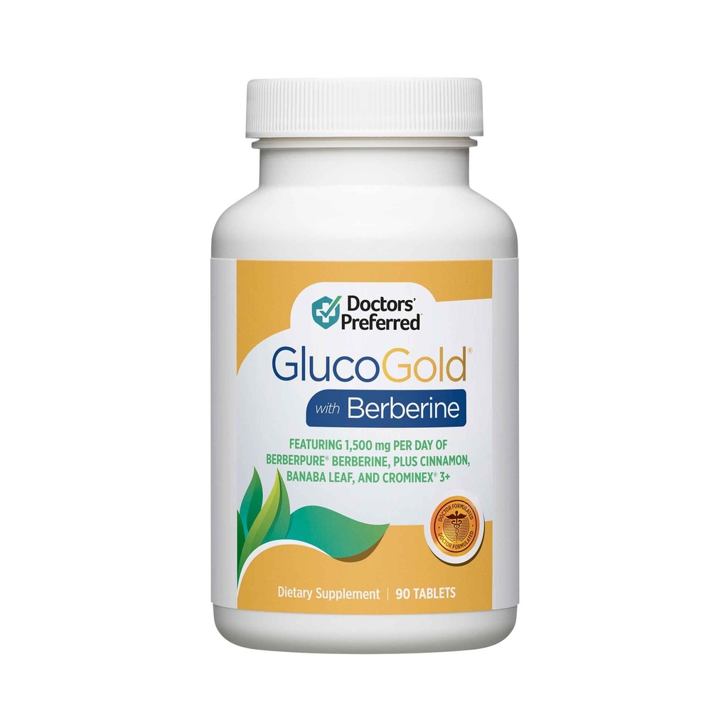 GlucoGold préféré de DOCTORS avec de la berbère, de la cannelle concentrée, du chrome, de l'extrait de feuille de Banaba (90 comprimés)