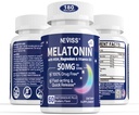 Melatonine 50 mg pour adultes - Extra Strength 9-en-1 Dissolve rapide Sublingual - w/Vitamine D3 & MSM, Relaxing mélange de plantes-Ashwagandha, Lemon Baume, Passionflower,Camomille,Sugar Free, Vegan 180 portions
