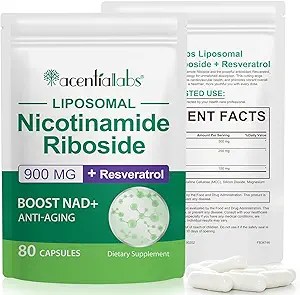 NAD+ Supplemento per Anti invecchiamento e rigenerazione cellulare, 900mg NAD Supplemento, Liposomal Nicotinamide Riboside, Supporto Cellulare, Muscolo e Energia, NMN Supplemento alternativa 80p