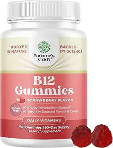 Vitamin B12 Gummi für Erwachsene - Sugar Free Vitamin B12 1000 mcg Kaugummis für Energie &amp; Mood Unterstützung Immune & Nerves Gesundheit - Kosher Non-GMO & Gluten Kostenlose Ergänzung für Damen und Herren - 120 Zähler