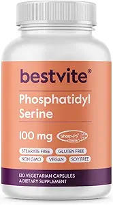 BESTVITE Phosphatidylserine 100mg pro Kapsel (240 vegetarische Kapseln) (120x2) mit Sharp-PS® Green - Patentiert und klinisch getestet - Sojafrei - Glutenfrei - Vegan - Non GMO