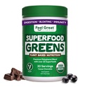 Feel Great Bio Superfood Greens Poudre - Chocolat de cacao , Supplément de fruits et légumes , Plus de 20 verts, fruits et légumes, fibre, probiotiques et enzymes digestives , 30 portions