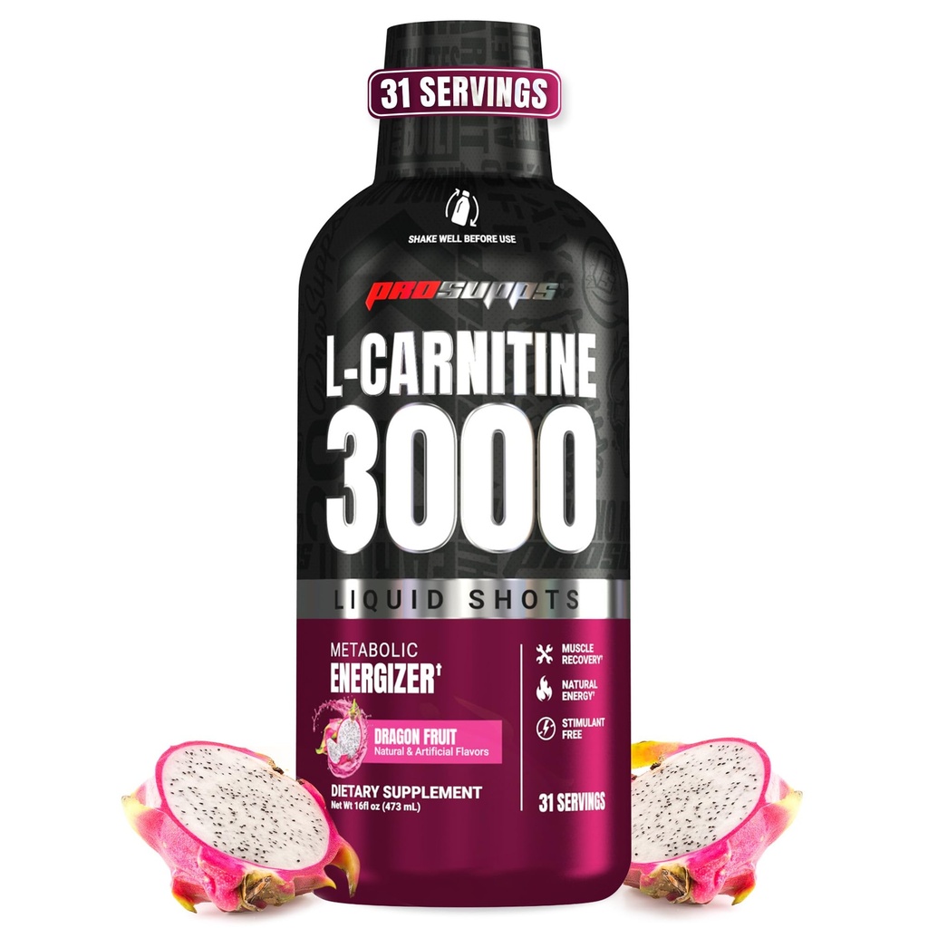ProSupps L-Carnitine Liquid 3000, Stimulantfreie flüssige Schüsse für Männer & Frauen - Saubere Workout-Getränke für Energie, Leistung & Muskel-Recovery - Kein Zucker, keine Carbs - 31 Servierungen, Dragon Fruit