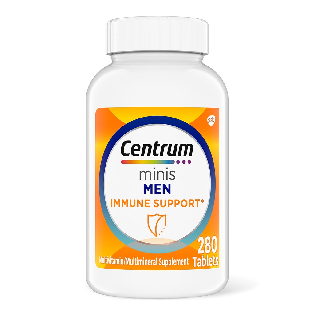 Centrum Minis Multivitamine quotidienne pour hommes pour le soutien immunitaire avec le zinc et la vitamine C, 280 mini comprimés, 140 jours d'approvisionnement