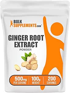 BulkSupplements.com Ginger Root Extract Powder - Ginger Supplement, Ginger Root Powder - Kräuterergänzung, Glutenfrei, 500mg pro Servierung, 500g (1.1 lbs) (Pack von 1)
