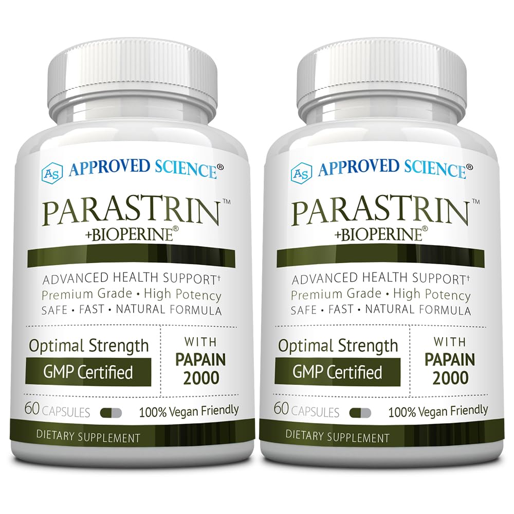 Approved Science Parastrin - 120 Capsules - Cleanse and Improve Gut Health - Black Walnut, Garlic Bulb, Papain 2000, BioPerine - Vegan