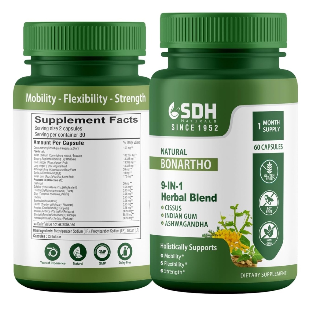 SDH Bonartho | Bone & Joint Support Supplement | Move with Comfort & Ease | 60 Caps (1 Mon Supply)