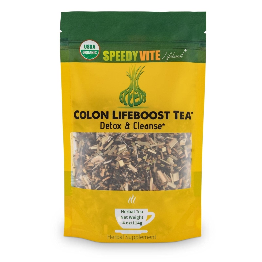 SpeedyVite Colon LifeBoost Tea Detox and Cleanse - Bio Pu'er Tee mit Ingwer, Lemongrass - für erhöhte Colon Gesundheit und Funktion