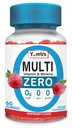 YUM-V'S Multivitamin Zero Gummies di YumVs | Integratore di vitamine senza zucchero per le donne e gli uomini | Cromo, Thiamine e Magnesio | Masticabili naturali di aroma di lampone - 60 Conte