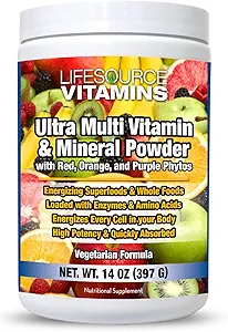 Vitamine LifeSource Ultra Multi Vitamina & Mineral Powder w/Phytos Reds Phyto Purples e Phyto Oranges - Alimentazione di 30 giorni