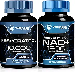 WELLNESS LABSRX Resveratrol Kapseln 10000 - NAD+ Ergänzung Kapseln 1500mg