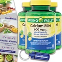 Spring Valley Calcium 600 mg Plus Vitamin D3 12.5 mcg 150 Ct Mini Softgels 3 Pk (450 Total) + “Vitamin Vitality” Guide & Pill Container (5 Items)!
