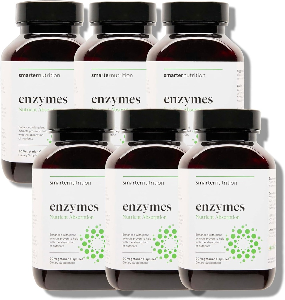 Smarter Nutrition Vegan Verdauungsenzyme - Digestion Bloating & Gut Health Support mit 16 Multi Enzymen für Nährstoffabsorption & Meal Time Comfort für Männer & Frauen - 540 Count[180-Day Supply]