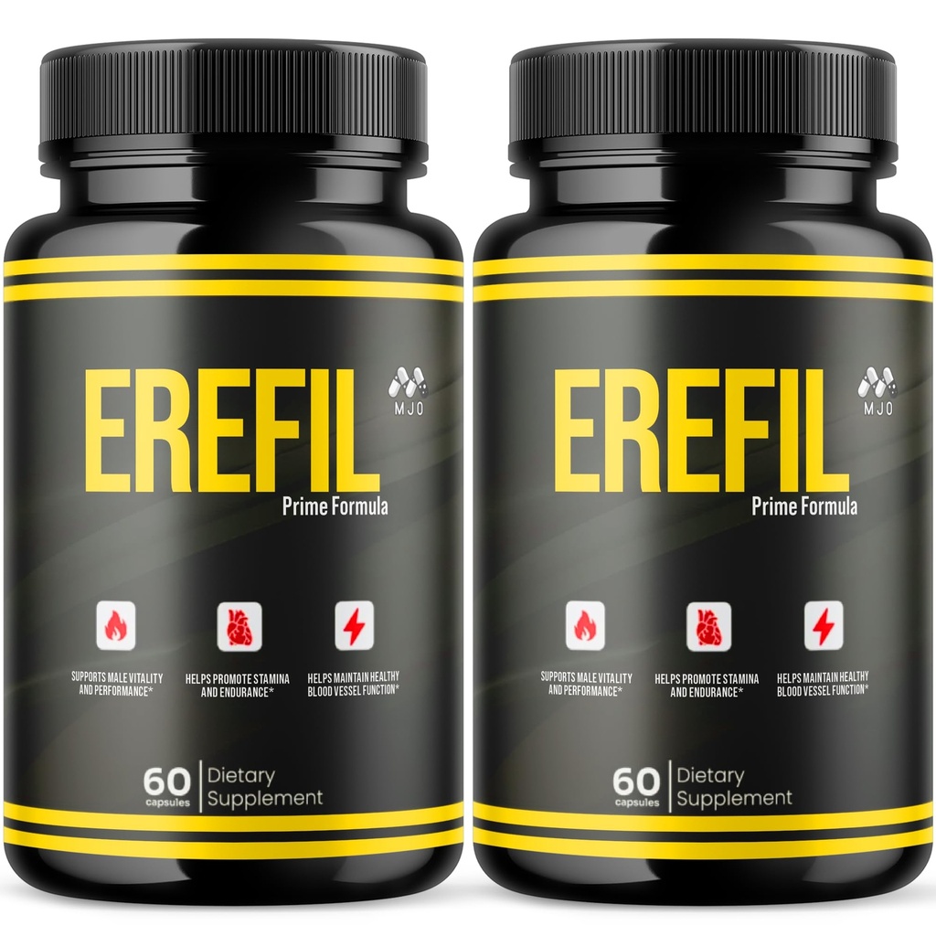 (2 Pack) Erefil Pills for Men, Official Erefil Male Capsules with All Natural Ingredients, Advanced Formula Men's Health and Wellness Formula Pills with Maximum Strength Multivitamins (120 Capsules)