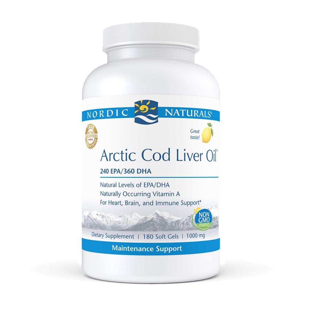 Nordic Naturals Pro - Arctic Cod Liver Oil CLO, Supporta la salute del cuore e del cervello - Gel morbido al limone
