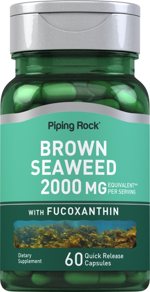 Piping Rock Brown Seaweed Capsule 2000mg | 60 Count | Fucoxanthin Extract Supplement | Non OGM, Gluten Free