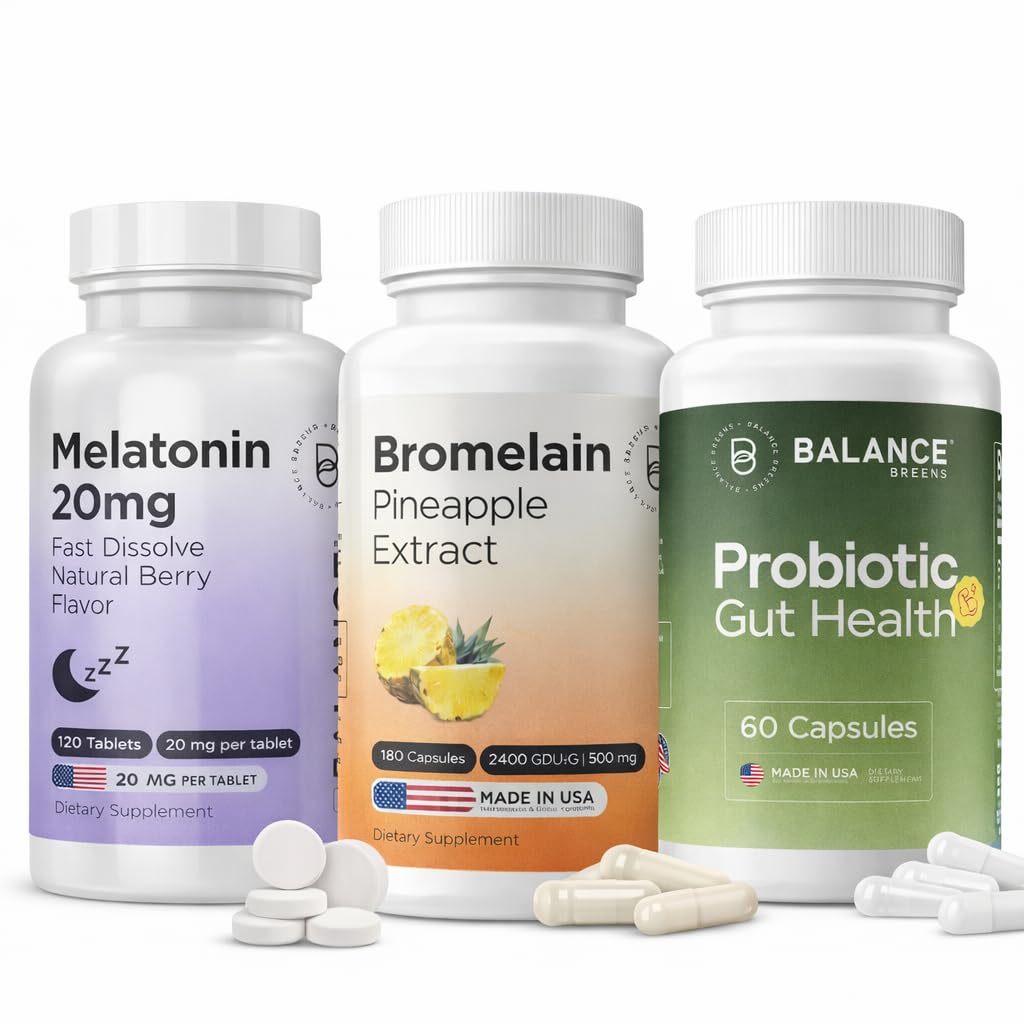 Balancebreens Melatonin + Bromelain + Probiotics Nighttime Digestive Wellness Bundle