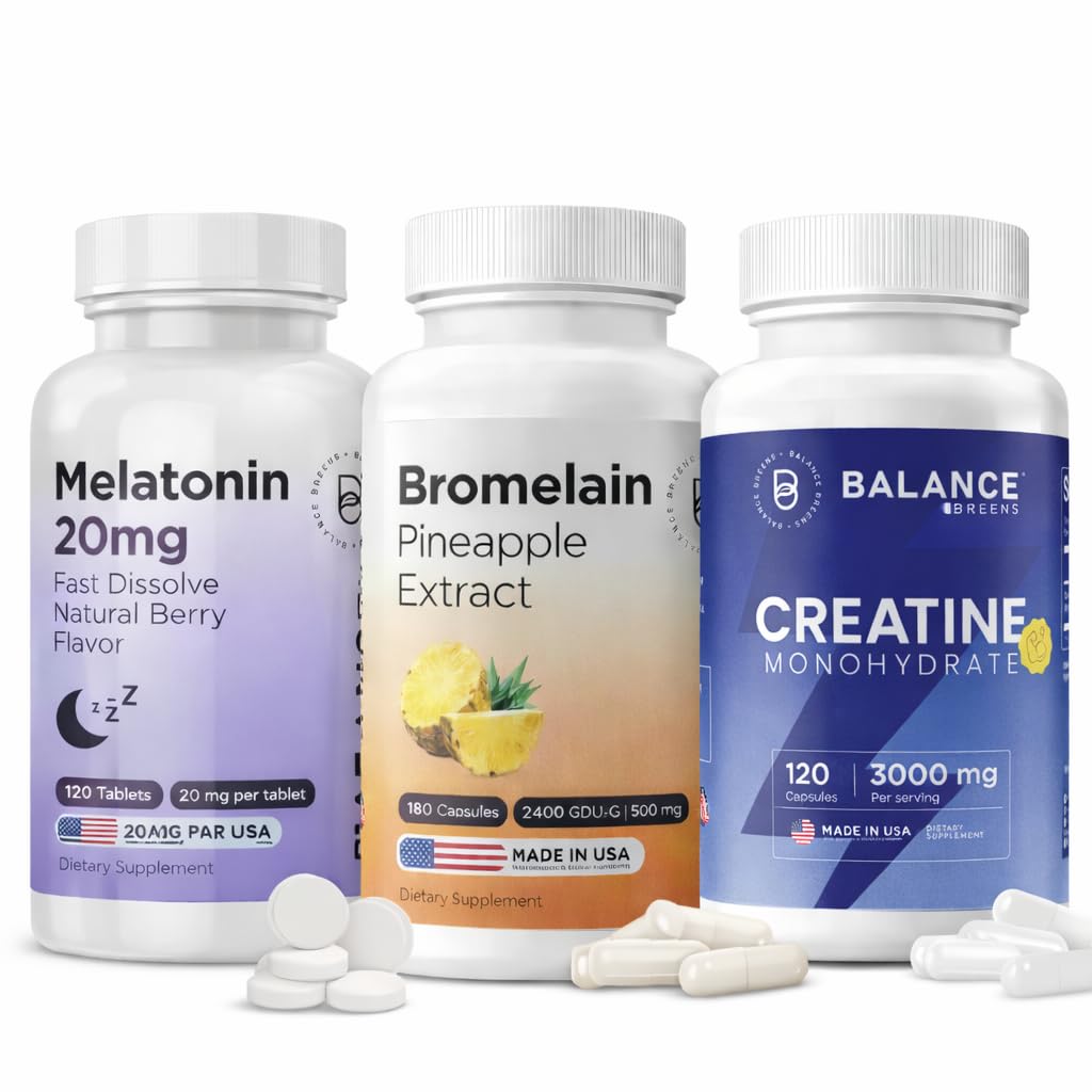 Balancebreens Melatonin + Bromelain + Creatine Nighttime Recovery & Performance Bundle