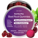 Beet Root Gummies - Nitric Oxide Supplements for Men & Women, Supports Healthy Blood Circulation - Non-GMO, Gluten-Free Beetroot Supplement - Pomegranate Flavor - 60 Gummies