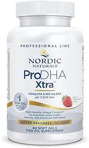 Nordic Naturals ProDHA 1000, Erdbeere - 60 Weichgele - 1660 mg Omega-3 - High-Intensity DHA Formel für neurologische Gesundheit, Stimmung & Gedächtnis - Non-GMO - 30 Servietten