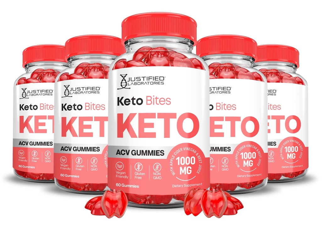 (5 Pack) Keto Bites Keto ACV Gummies Advanced Formula 1000MG Keto Bites Keto Gummies Apple Cider Vinegar Formulated with Pomegranate Beet Juice Powder B12 Vegan Non GMO 300 Gummys