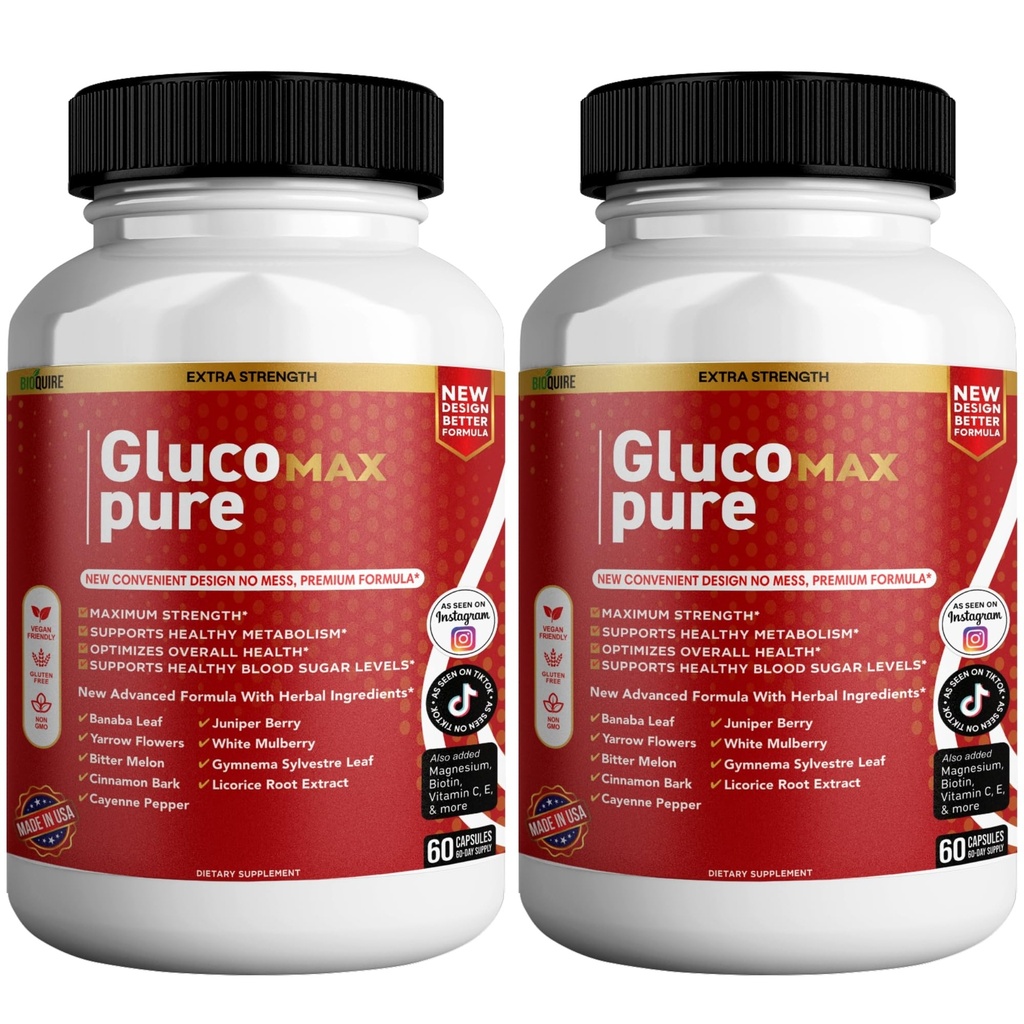Gluco Max Pure Ultra Dietary Supplement, 60 Capsules, Maximum Strength, Supports Healthy Blood Sugar Levels, Optimizes Overall Health (2)