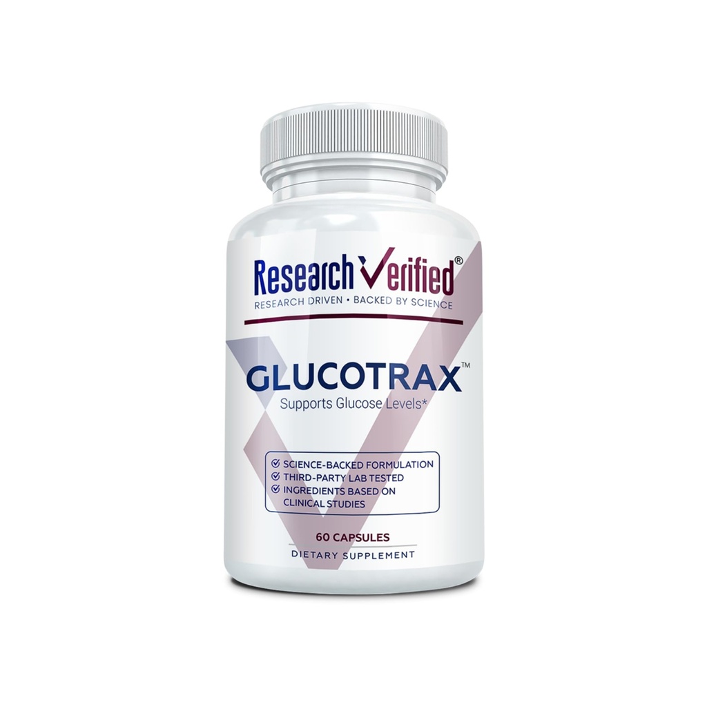 Research Verified Glucotrax - Berberine, Chromium Picolinate, Cinnamon, Gymnema - 1 Month Supply - 60 Capsules