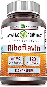 Erstaunliche Formeln Riboflavin 400mg 120 Kapseln Nahrungsergänzung | Non-GMO | Gluten Free | Made in USA