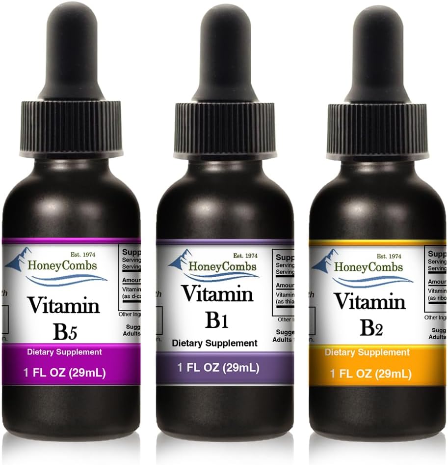 HoneyCombs gouttes liquides 1 oz Chacun Économisez 10% - Vitamine B5 (acide pantothénique) + Vitamine B2 (Riboflavine) + Vitamine B1 (Thiamine)