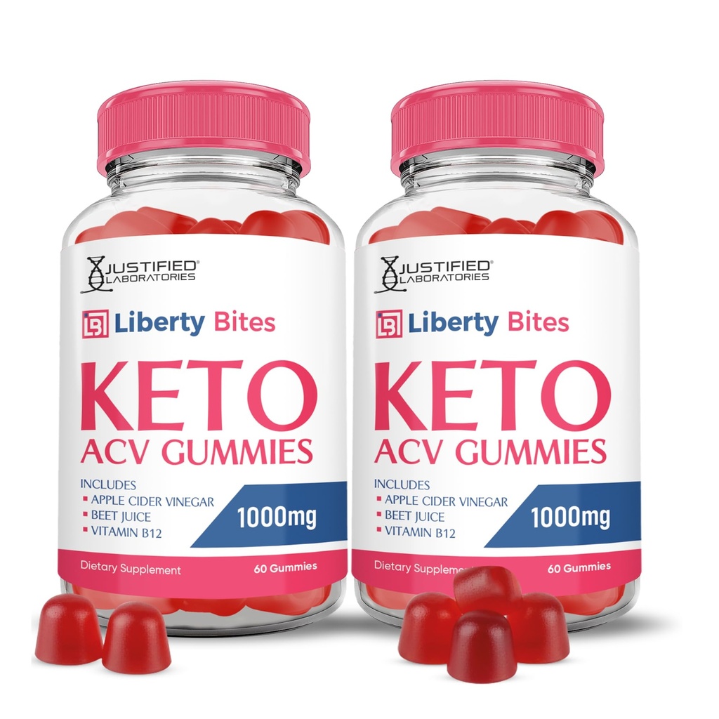 Justified Laboratories Liberty Bites Keto ACV Gummies (1000 mg) - 60 Count, Pack of 2 - Made with the Mother & Vitamin B12 - Non-GMO, Vegan, Gluten Free - 60 Servings