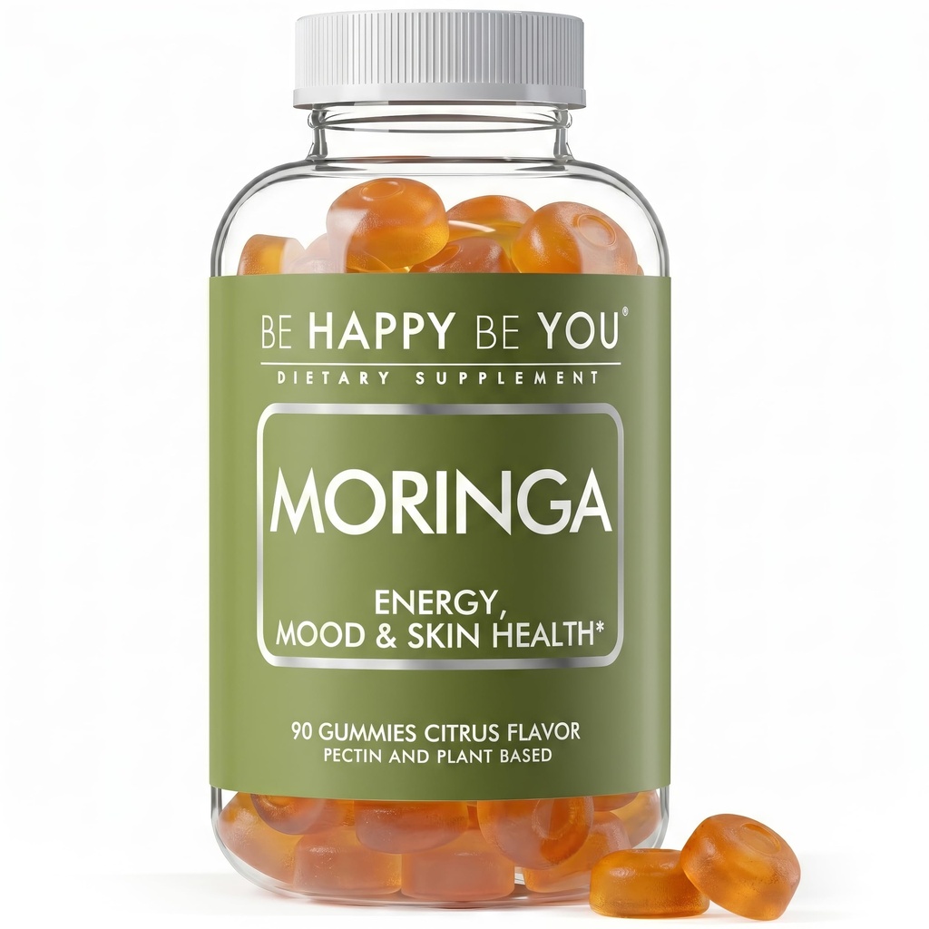 Moringa Gummies for Energy, Mood & Skin Health - 90 Count Citrus Flavor - Vegan Pectin Based - Non GMO - Gelatin Free - Made in USA