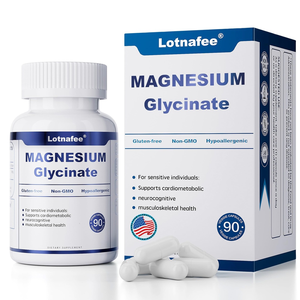 Magnesium Glycinate Capsules – Maximum Absorption Magnesium Supplement for Stress Relief, Deep Sleep, Muscle & Nerve Support, Heart Health & Calm Mood – Gentle, Non-GMO, 90 Capsules