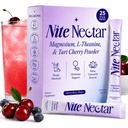 Nite Nectar Magnesium Glycinate Powder Sleep Promoting Supplement – Sleepy Mocktail Drink Mix Packets with Tart Cherry & L-Theanine for Calm Relaxing – Sugar & Melatonin Free, Lab-Tested - 25 Count