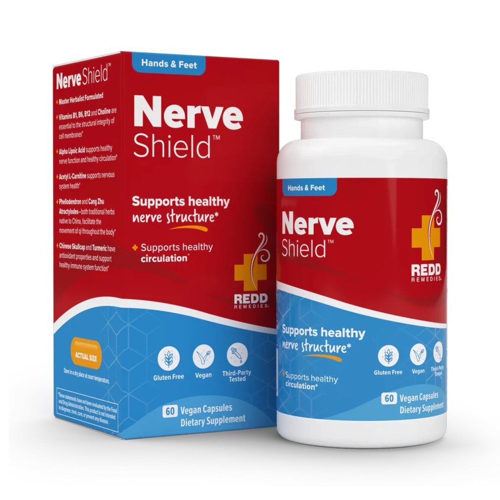 Redd Remedies, Nerve Shield, Supporta la struttura sana e la circolazione delle nervi, 60 capsule vegane