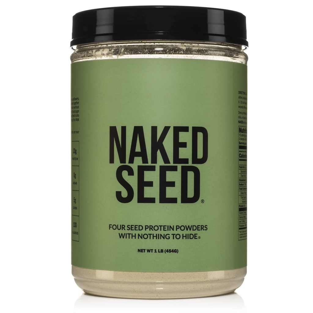 Naked Seed - 4 Seed Protein Powder, Solo 4 Ingredienti - Chia, Watermelon, girasole e zucca Seed - Gluten-Free, Soy Free, Vegan, No Gmos, Nessun dolcificanti artificiali - 15 Servings