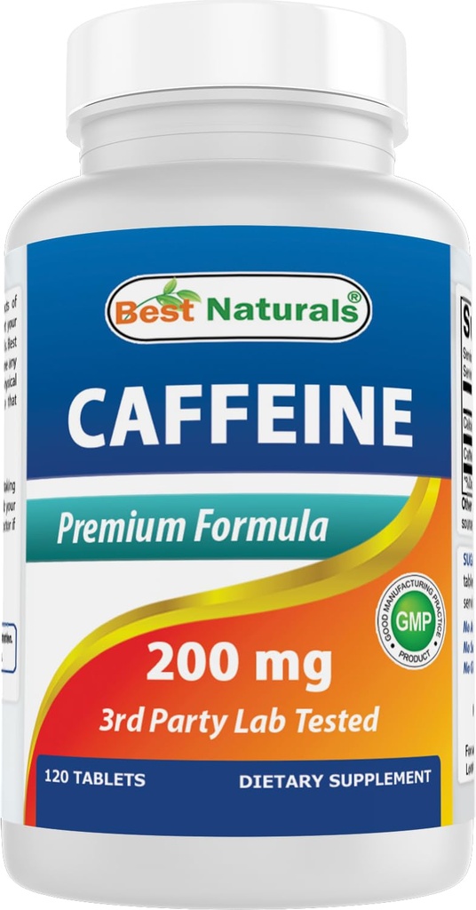 Best Naturals Caffeine Pills 200mg, 120 Count